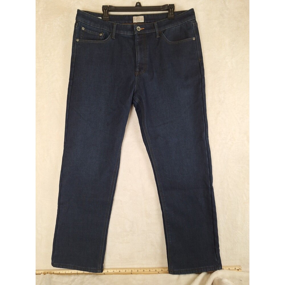 Weatherproof Vintage Men's 38x30 Blue Fleece Lined Straight Leg Jeans Dark Wash